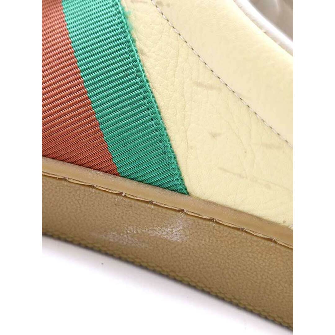 Gucci(グッチ)のGUCCI グッチ ウェブ ライン ローカットレザースニーカー ベージュ 7 1/2 メンズの靴/シューズ(スニーカー)の商品写真