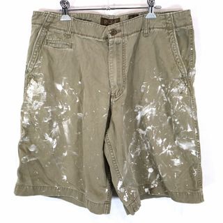 オールドネイビー(Old Navy)のOLD NAVY オールドネイビー ペイント チノショーツ ショートパンツ ベージュ (メンズ 36) 中古 古着 O1500(ショートパンツ)