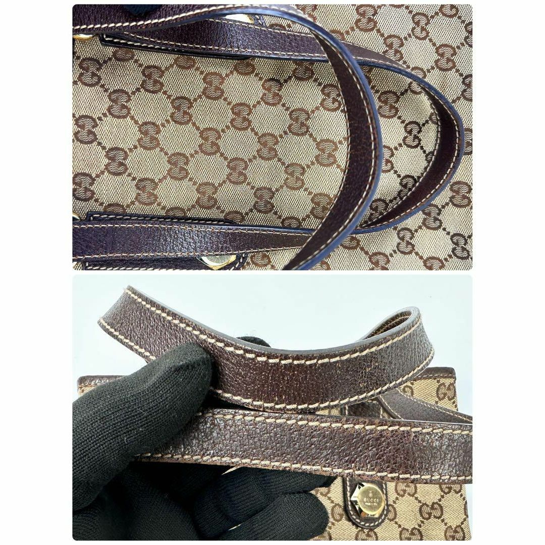 Gucci(グッチ)のグッチ GGキャンバス 肩掛け トートバッグ 153361 レザー ブラウン 茶 レディースのバッグ(トートバッグ)の商品写真