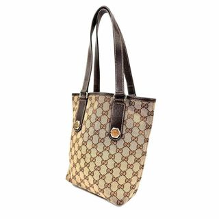 グッチ(Gucci)のグッチ GGキャンバス 肩掛け トートバッグ 153361 レザー ブラウン 茶(トートバッグ)