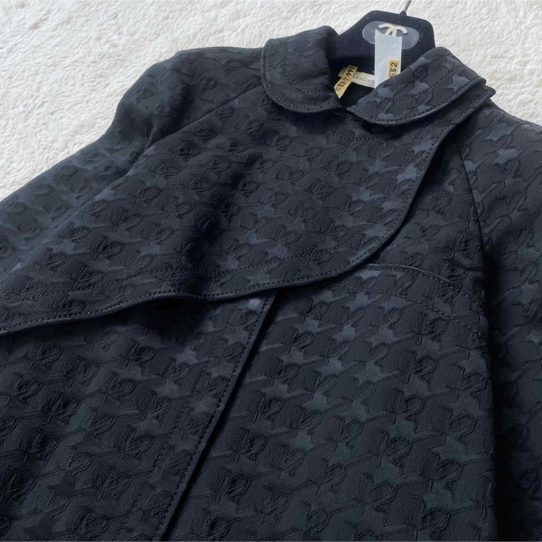 極美品 バレンシアガ 千鳥柄コート ケープ