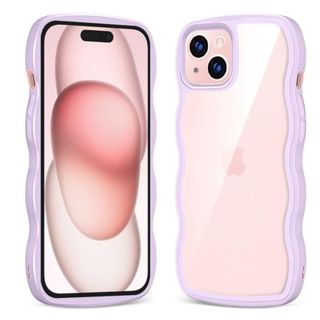 iPhone 15 ケース クリア 全面保護 人気 韓国 かわいい パープル(iPhoneケース)