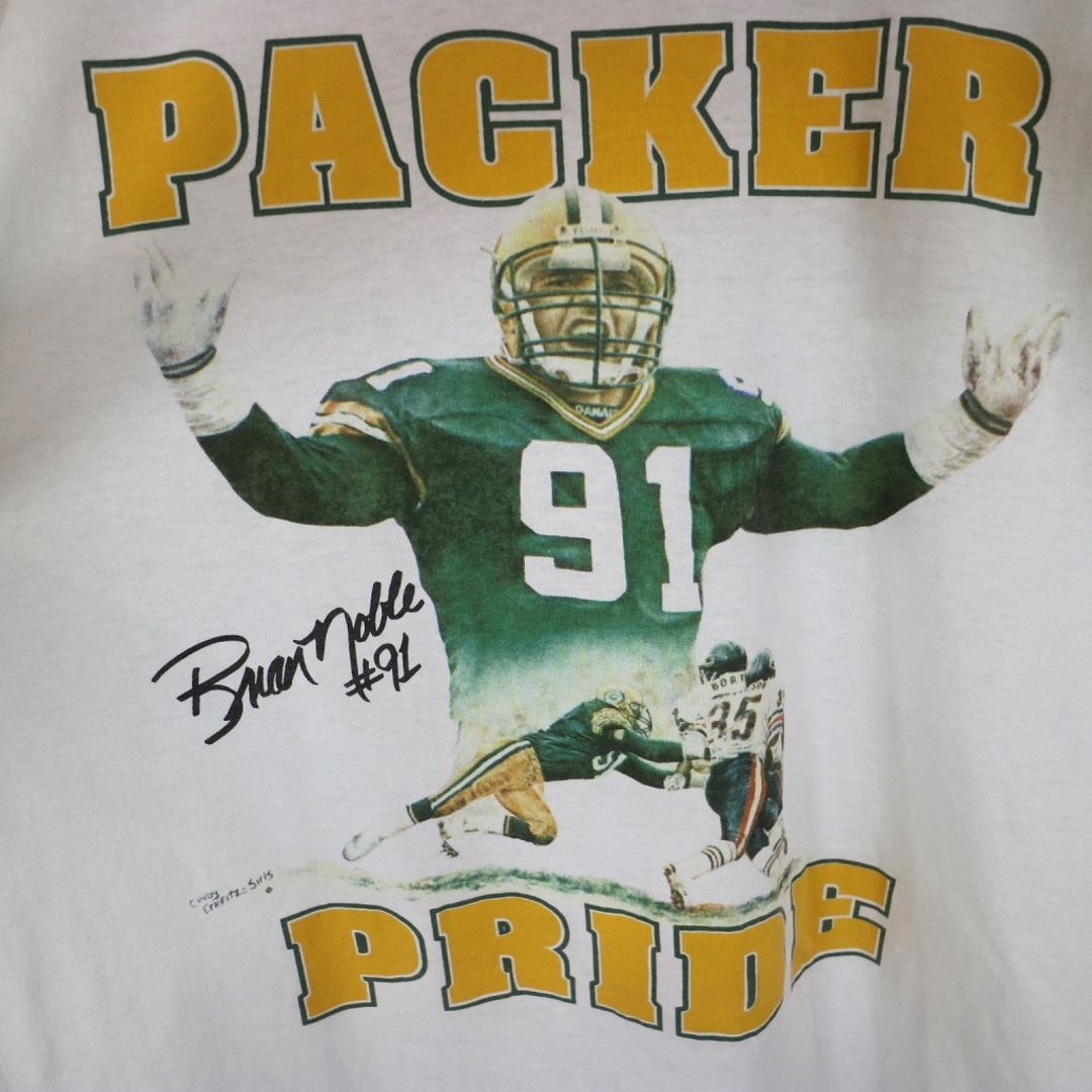 90年代 USA製 SCREEN STARS NFL グリーンベイ・パッカーズ 半袖Ｔシャツ シングルステッチ ホワイト (メンズ XL) 中古 古着  O1640