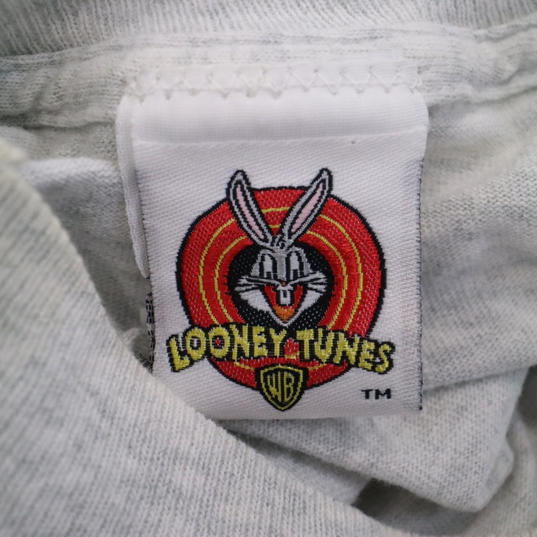 90年代 USA製 LOONEY TUNES ルーニー・テューンズ キャラクター 半袖Ｔシャツ シングルステッチ グレー (メンズ XL) 中古 古着  O1675