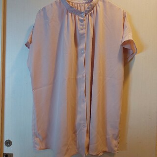 ジーユー(GU)のGU　エアリーバンドカラーシャツ　ピンク(シャツ/ブラウス(半袖/袖なし))