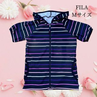 フィラ(FILA)のFILA フィトネス　スポーツウェア　ヨガウェア　パーカー　ボーダー柄(Tシャツ(半袖/袖なし))