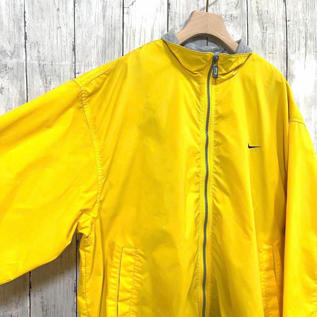 90sヴィンテージ　 NIKEナイキ　銀タグ　刺繍ロゴナイロンジャケット黄色