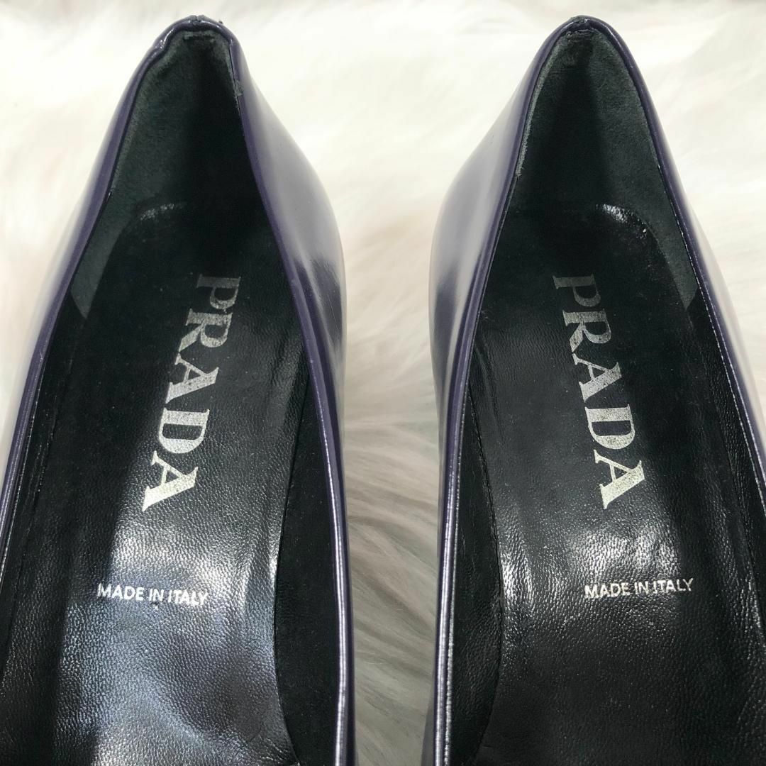 プラダ PRADA レザー パンプス シューズ ネイビー
