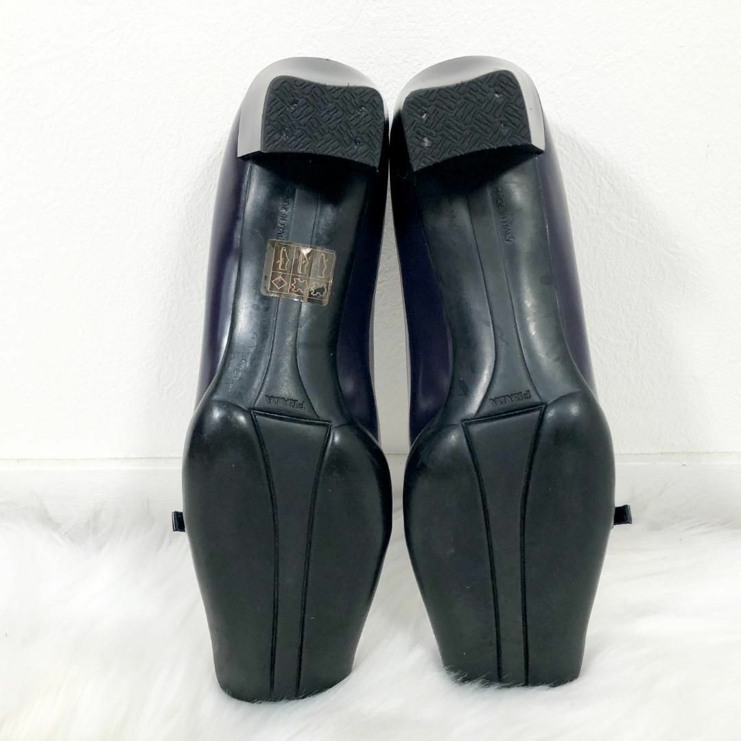 プラダ PRADA レザー パンプス シューズ ネイビー