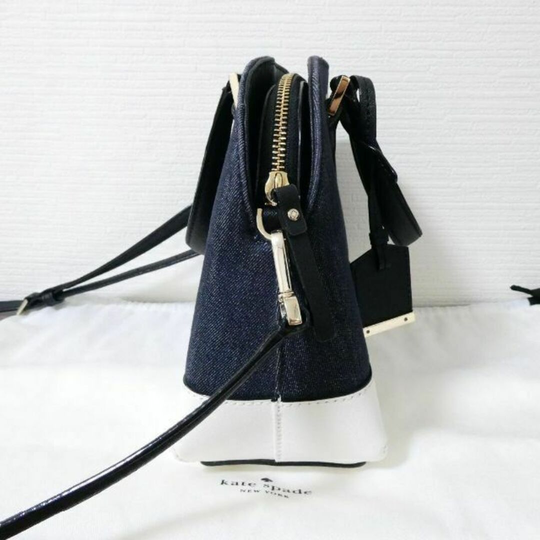 極美品 ケイトスペードニューヨーク デニム×レザー 2WAY ハンドバッグ-