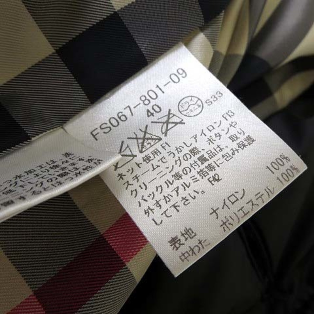 バーバリー BURBERRY トレンチコート 中綿 ナイロン L 40 黒 美品の