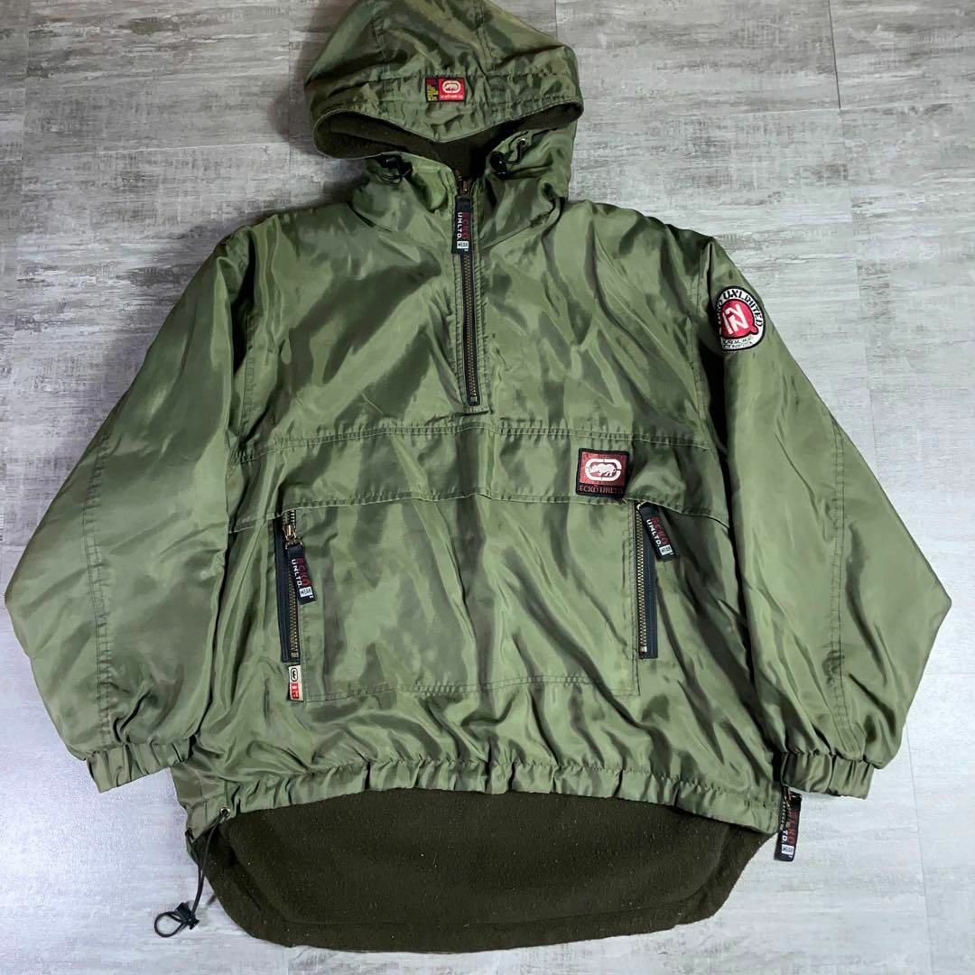 秀逸☆ 当時物 ECKO エコー アノラックパーカー カーキ Y2K テック