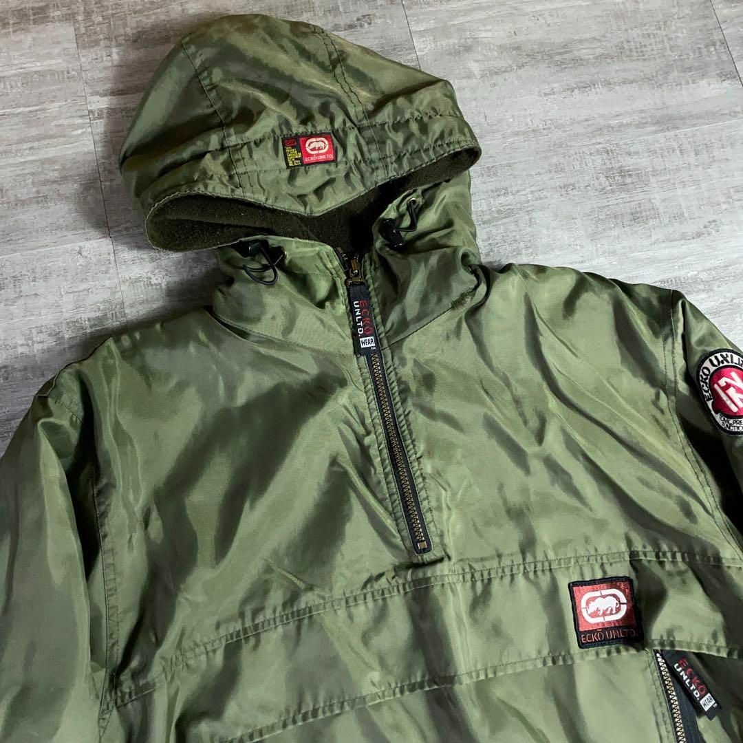 秀逸☆ 当時物 ECKO エコー アノラックパーカー カーキ Y2K テック