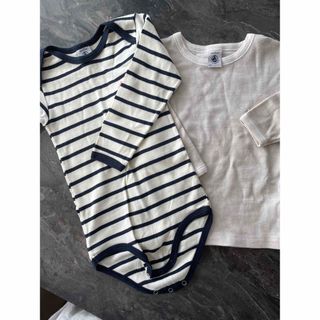 プチバトー(PETIT BATEAU)のプチバトーロンパース＆ロンT95cm(Tシャツ/カットソー)