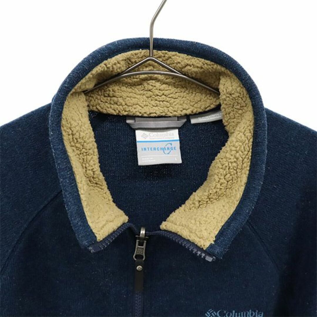 コロンビア 刺繍 フリースジャケット L ブルー Columbia アウトドア ロゴ メンズ 【中古】 【230921】