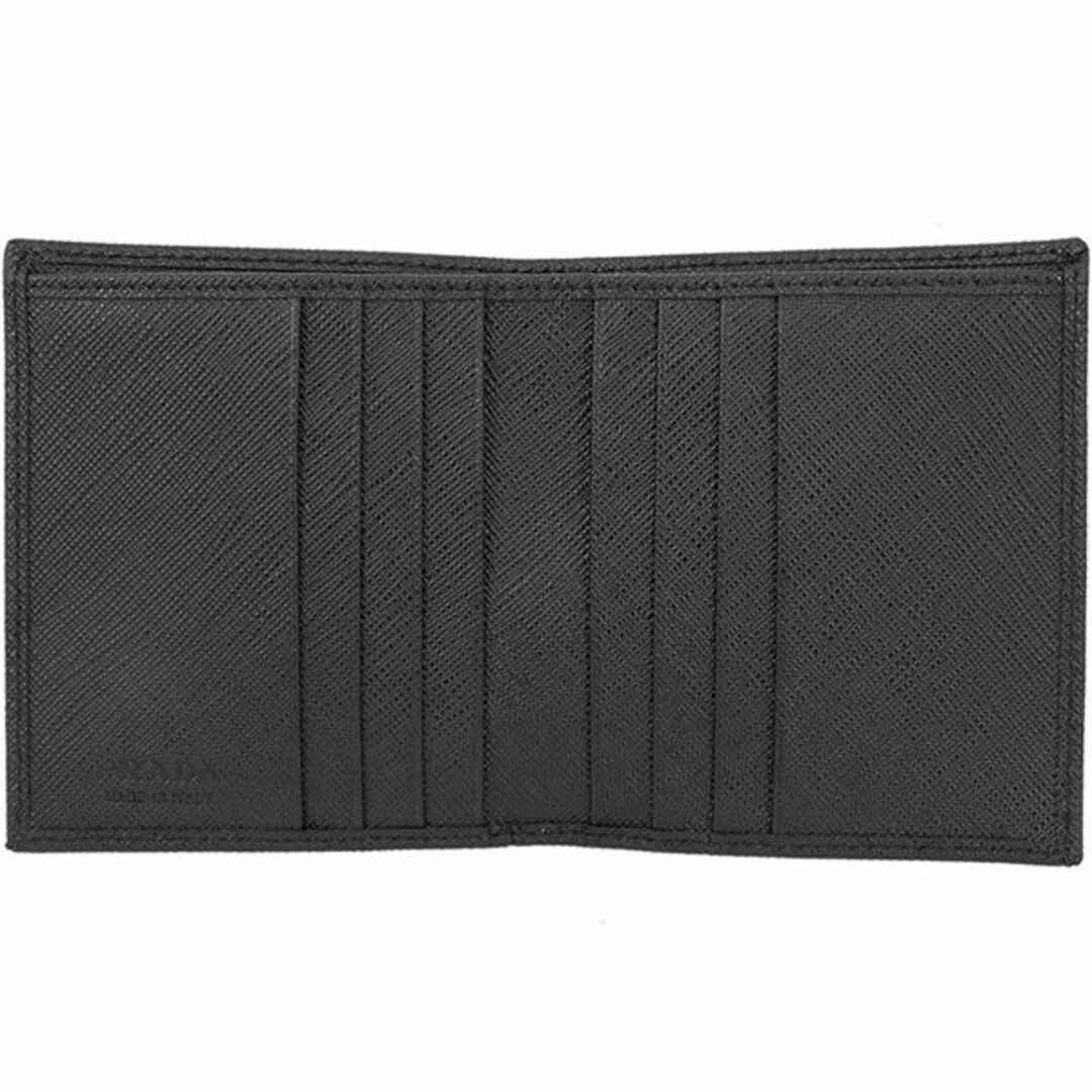 プラダ 二つ折り財布 ウォレット サイフ ブラック 黒 サフィアーノトライアングル ロゴ 新品 h-a435