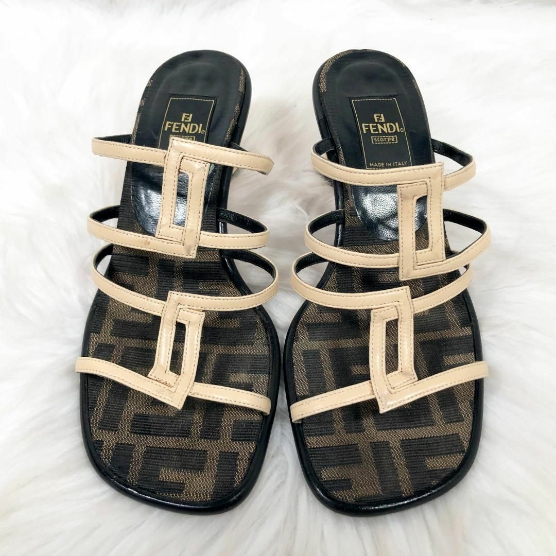 FENDI フェンディ サンダル ミュール 35 1/2 ズッカ柄-