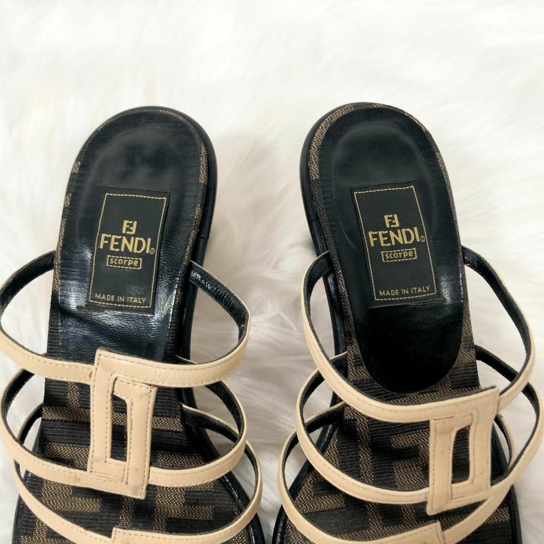 FENDI フェンディ サンダル ミュール 35 1/2 ズッカ柄-
