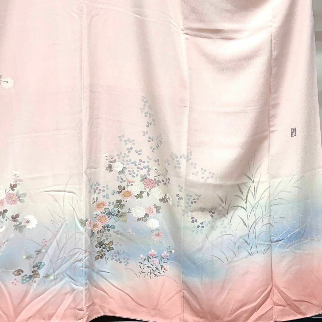 作家もの 雀に菊花の訪問着 着物-