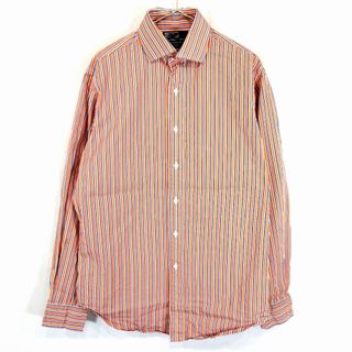 ポロラルフローレン(POLO RALPH LAUREN)のPolo by Ralph Lauren ポロバイラルフローレン 長袖シャツ ストライプ オレンジ (メンズ 34/35) 中古 古着 O1715(シャツ)