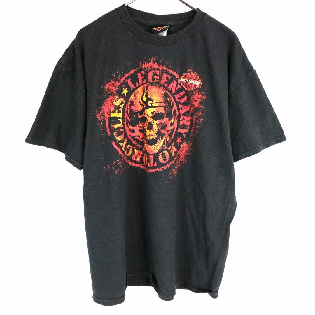 USA製 HARLEY DAVIDSON ハーレーダビッドソン スカル 半袖Ｔシャツ バイカー ブラック (メンズ XL)   O1724