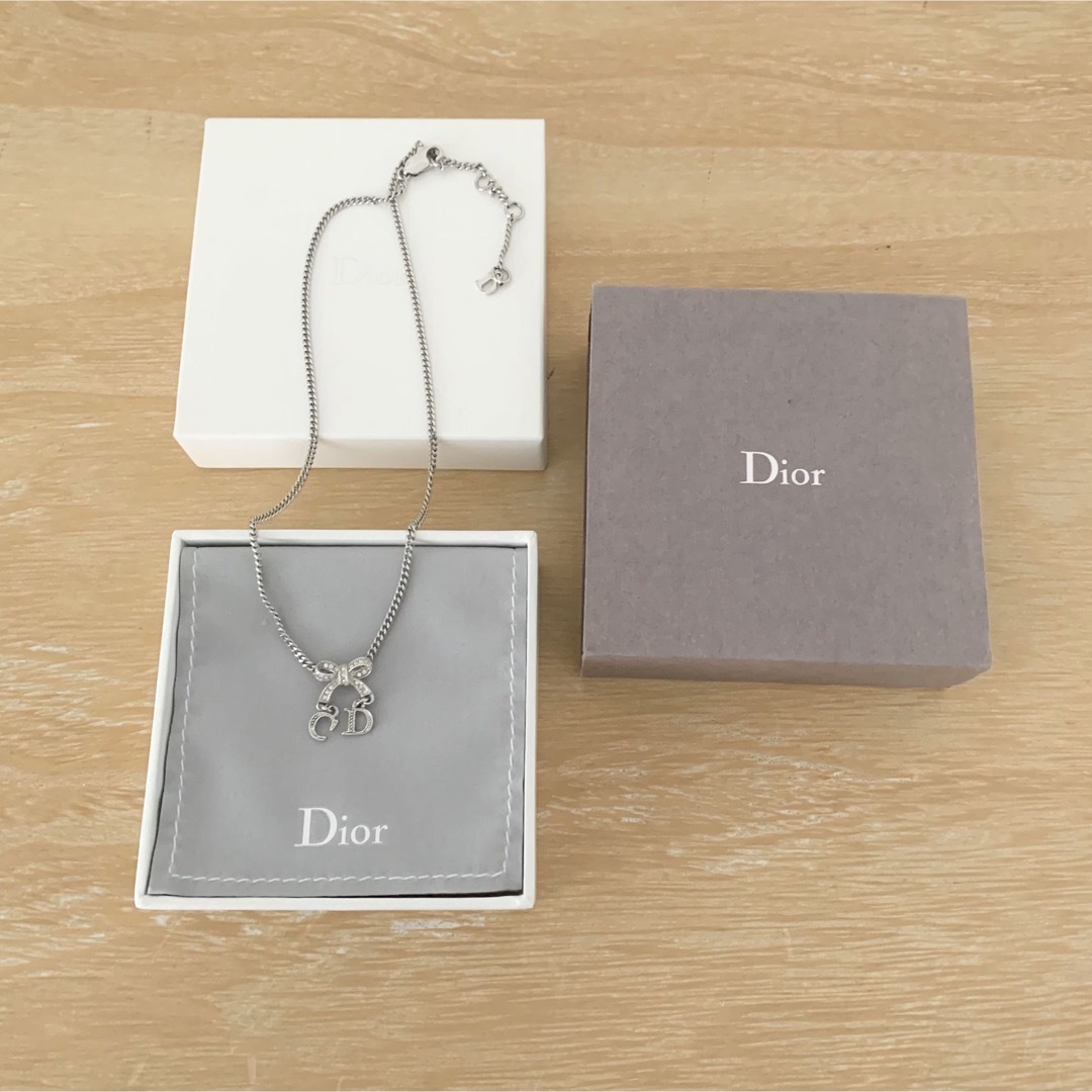 Christian Dior - Dior ディオール ネックレス リボンモチーフ CDロゴ
