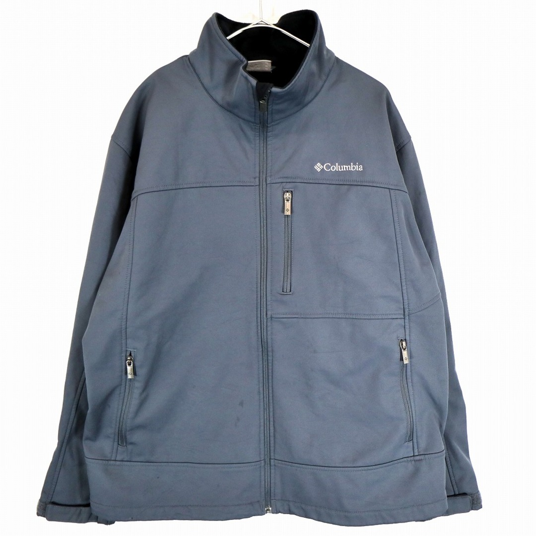 Columbia コロンビア ワンポイントロゴ ソフトシェルジャケット アウトドア キャンプ 登山 グレー (メンズ XL)   O1738