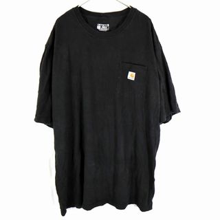 カーハート(carhartt)のCarhartt カーハート ワンポイントロゴ 半袖Ｔシャツ 大きいサイズ ブラック (メンズ 2XL) 中古 古着 O1804(Tシャツ/カットソー(半袖/袖なし))