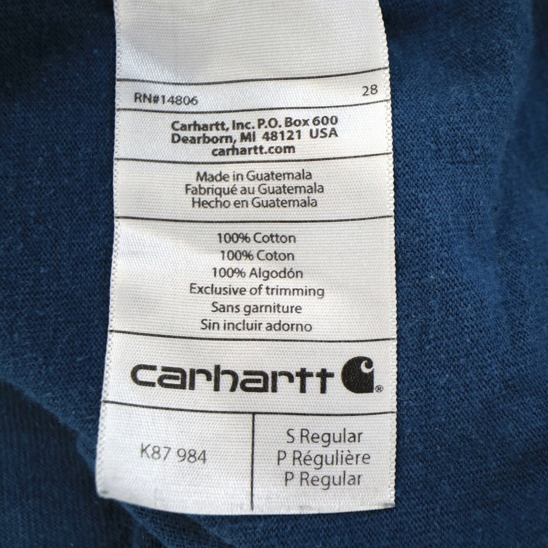 carhartt(カーハート)のCarhartt カーハート ワンポイントロゴ 半袖Ｔシャツ ハワイアンブルー (メンズ S) 中古 古着 O1805 メンズのトップス(Tシャツ/カットソー(半袖/袖なし))の商品写真