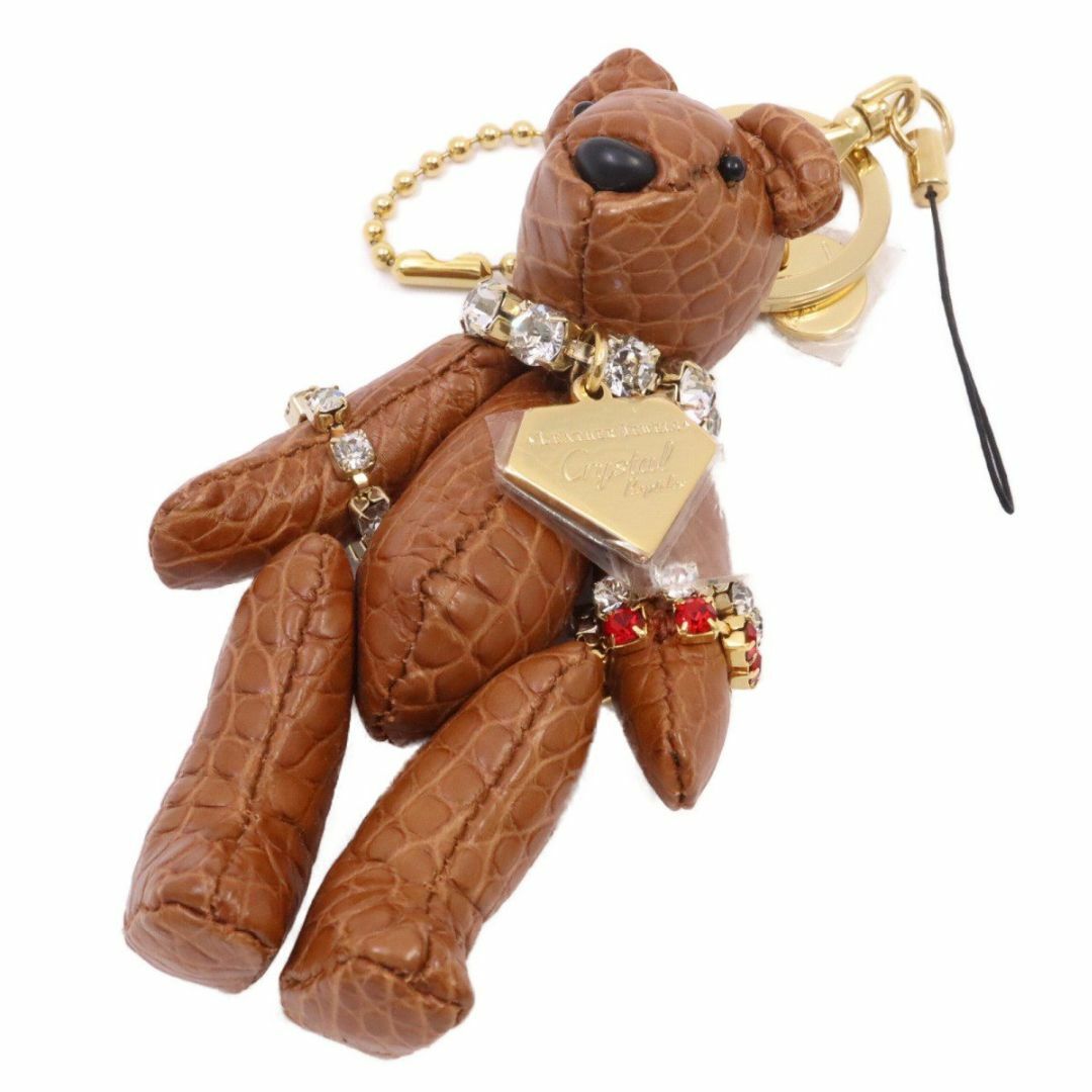 LEATHER JEWELS レザージュエルズ ベアバッグチャーム キーホルダー クロコダイル ブラウン