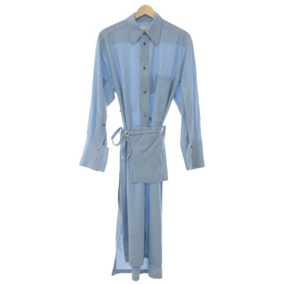 Ujoh ウジョー STUDIOUS別注 Long shirt dress with sacoshe ウールロングシャツワンピース ブルー 2(ロングワンピース/マキシワンピース)