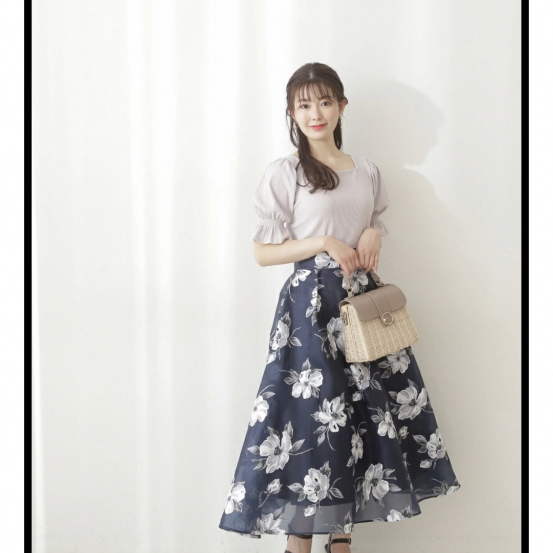プロポーションボディドレッシング♡ラバーフラワータックスカート♡ベージュ