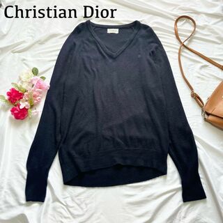クリスチャンディオール(Christian Dior)のクリスチャンディオール アクリルニット セーター 長袖 ロゴ 黒 L(ニット/セーター)