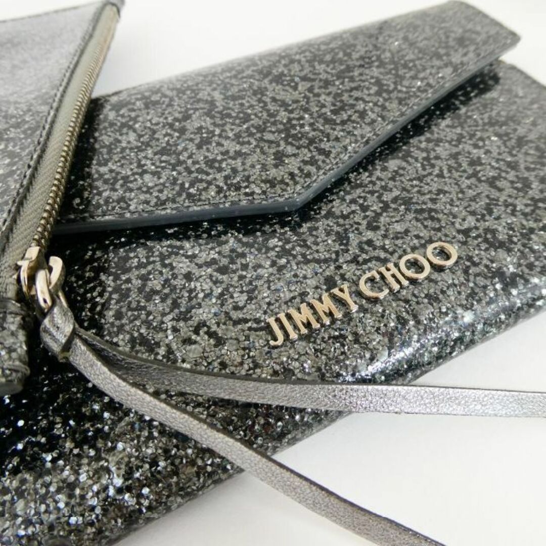 JIMMY CHOO - 極美品 ジミーチュウ ラメ 小銭入れポーチ付き 長財布