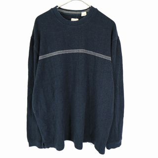 L ダークネイビー コットンニット メンズ  used vintage