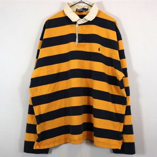 ポロラルフローレン(POLO RALPH LAUREN)のPolo by Ralph Lauren ポロバイラルフローレン ラガーシャツ ボーダー イエロー (メンズ XXL) 中古 古着 O1846(ポロシャツ)