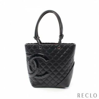 シャネル(CHANEL)のカンボンライン ミディアム ハンドバッグ トートバッグ レザー エナメルレザー ブラック(トートバッグ)