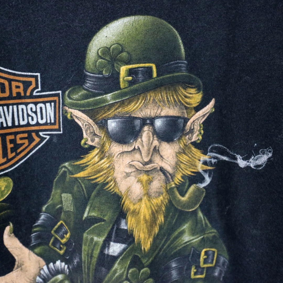 Harley Davidson(ハーレーダビッドソン)の90年代 HARLEY DAVIDSON ハーレーダビッドソン キャラクターイラスト 半袖Ｔシャツ アメカジ ブラック (メンズ M) 中古 古着 O1873 メンズのトップス(Tシャツ/カットソー(半袖/袖なし))の商品写真