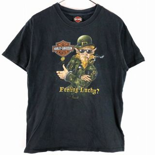 ハーレーダビッドソン(Harley Davidson)の90年代 HARLEY DAVIDSON ハーレーダビッドソン キャラクターイラスト 半袖Ｔシャツ アメカジ ブラック (メンズ M) 中古 古着 O1873(Tシャツ/カットソー(半袖/袖なし))