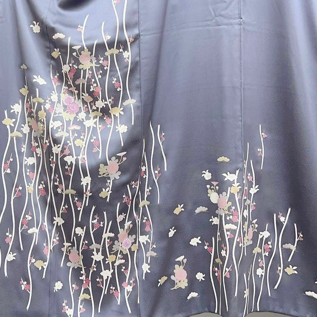 刺繍 金彩 梅松菊の訪問着 着物-