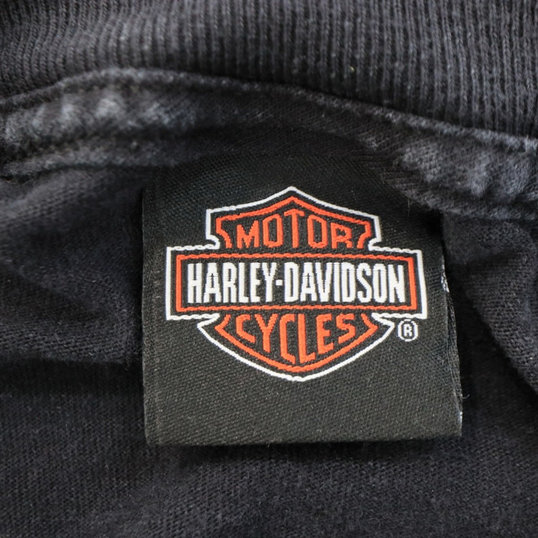 90年代 HARLEY DAVIDSON ハーレーダビッドソン ロゴ イラストプリント 半袖Ｔシャツ アメカジ ブラック (メンズ L) 中古 古着  O1903