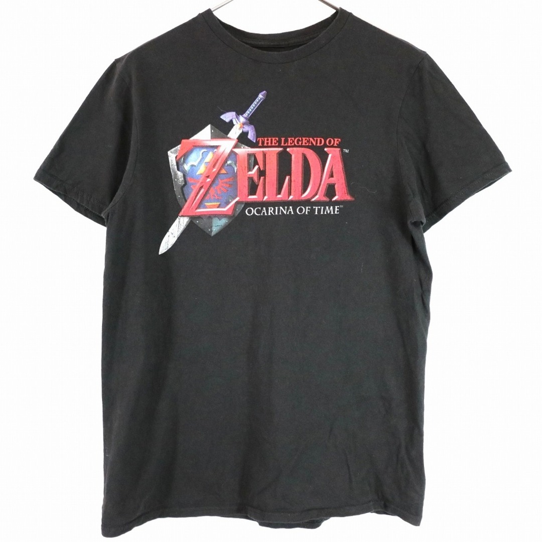 ゼルダの伝説 ロゴプリント 半袖Ｔシャツ 時のオカリナ ゲーム  ブラック (メンズ M)   O1868