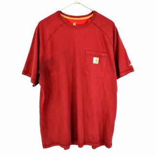 カーハート(carhartt)のCarhartt カーハート 無地 半袖Ｔシャツ フロントポケット  レッド (メンズ L) 中古 古着 O1931(Tシャツ/カットソー(半袖/袖なし))