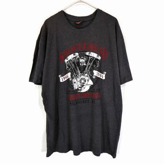 ハーレーダビッドソン(Harley Davidson)のHARLEY DAVIDSON ハーレーダビッドソン 半袖Ｔシャツ モーターサイクル バイカー クルーネック グレー(メンズ Lサイズ相当)中古 古着 O1935(Tシャツ/カットソー(半袖/袖なし))