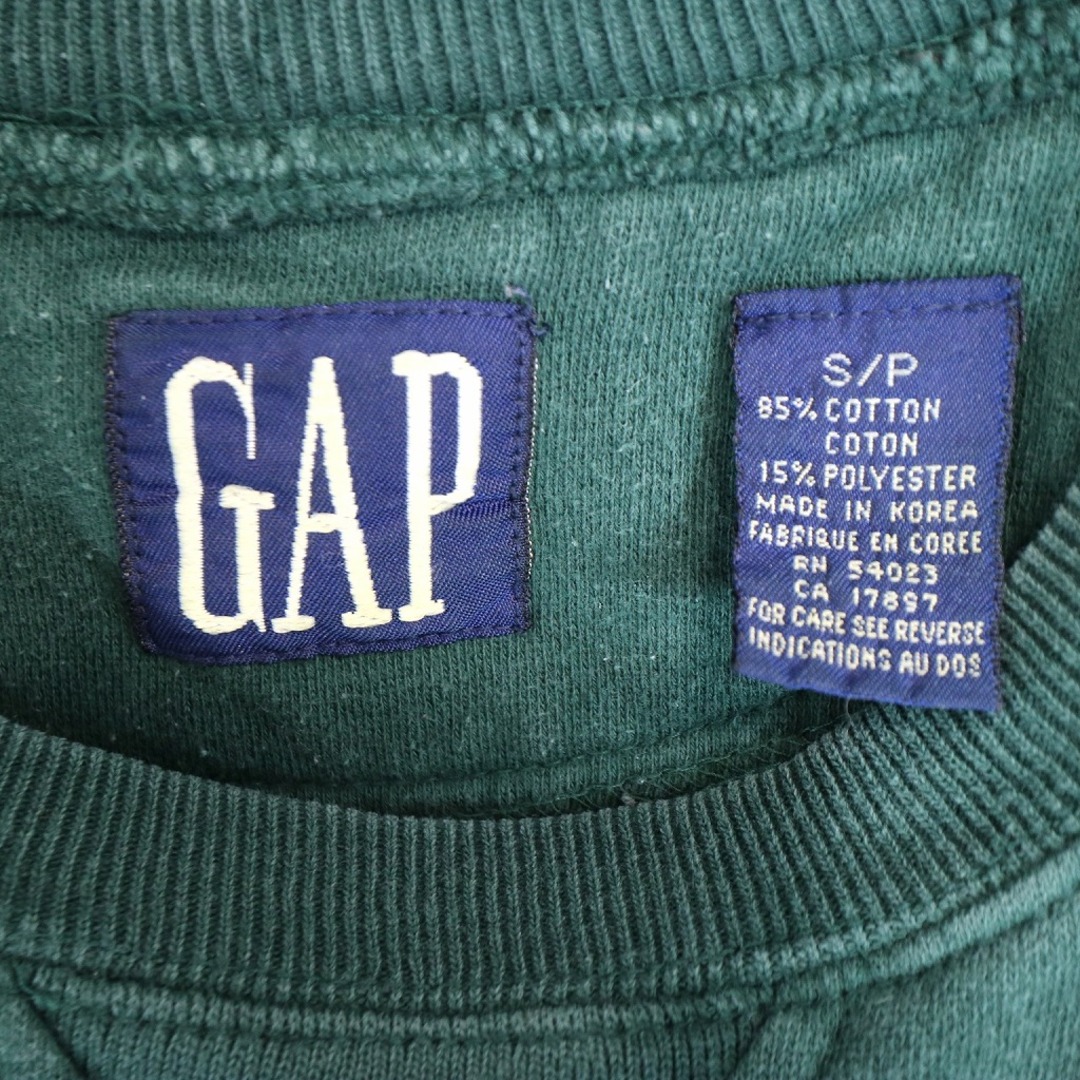 GAP(ギャップ)の80年代 GAP ギャップ クルーネック 無地 スウェット 防寒  アメカジ グリーン (メンズ S) 中古 古着 O1947 メンズのトップス(スウェット)の商品写真