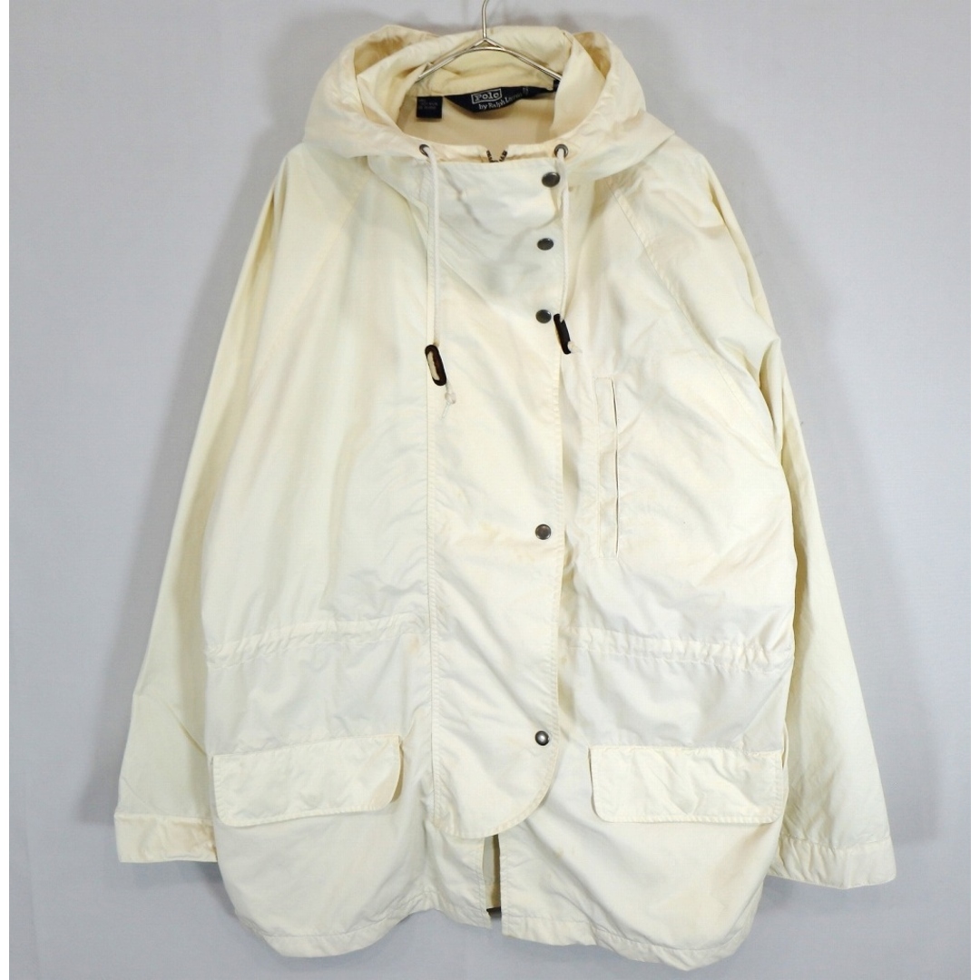 90年代 Polo by Ralph Lauren ポロバイラルフローレン スモックパーカー ジャケット アメカジ ホワイト (メンズ XL) 中古 古着 O1981