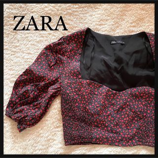 ザラ(ZARA)の新品　ZARA ザラ クロップド丈 パフスリーブ  リバティ柄 へそ出し(その他)