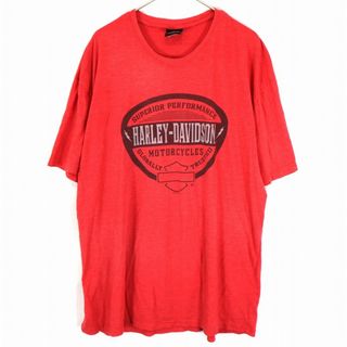 ハーレーダビッドソン(Harley Davidson)のHARLEY DAVIDSON ハーレーダビッドソン ロゴプリント半袖Ｔシャツ 大きいサイズ 丸首 レッド (メンズ XXL) 中古 古着 O2006(Tシャツ/カットソー(半袖/袖なし))