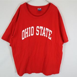 チャンピオン(Champion)のChampion チャンピオン OHIO STATE 半袖Ｔシャツ 大きいサイズ  刺繍 丸首 英文字 レッド (メンズ XXL) 中古 古着 O2008(Tシャツ/カットソー(半袖/袖なし))