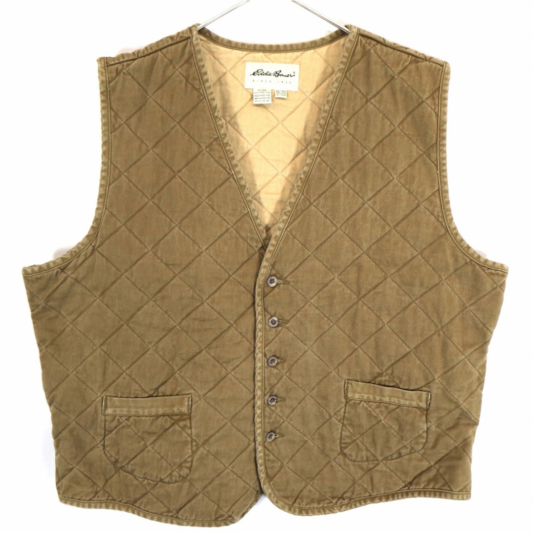 90年代 Eddie Bauer エディーバウアー キルティング ベスト 大きいサイズ アウトドア ライトブラウン (メンズ XXL) 中古 古着 O2000 | フリマアプリ ラクマ